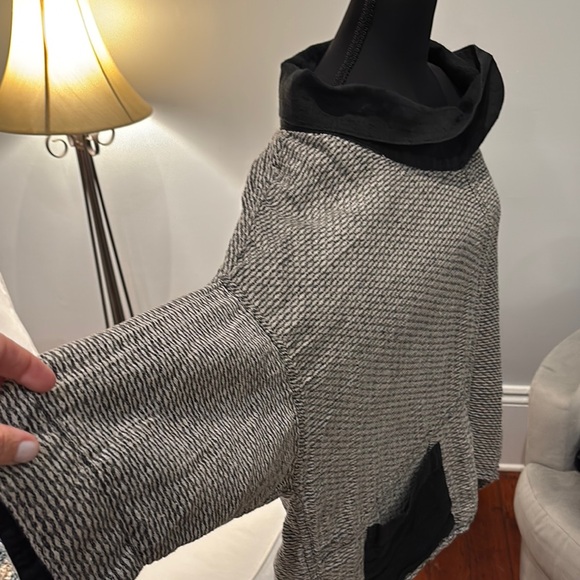 Flax Black and Gray Textured Cowl Neck Blouse - Picture 5 of 10